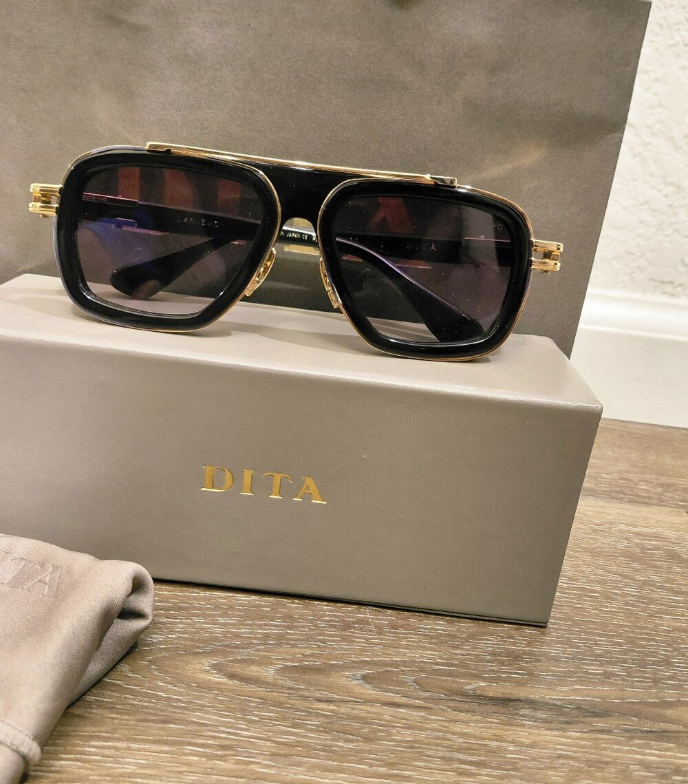 DITA LXN-EVO 25th Anniversary (DTS403-A) Black/Gold Framed Aviator Sunglasses - Picture 14 of 14